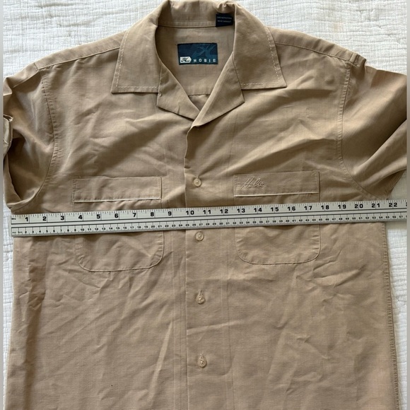 Hobie Short Sleeve Button Shirt Tan Rayon Blend Size S – Small flaw - Picture 12 of 13